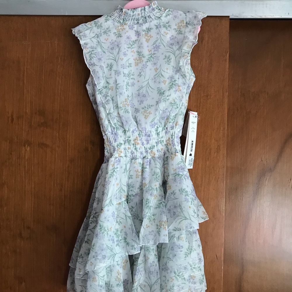 NWT Aqua Toddler Floral Dress, Lilac, White and Green, Size 4/5